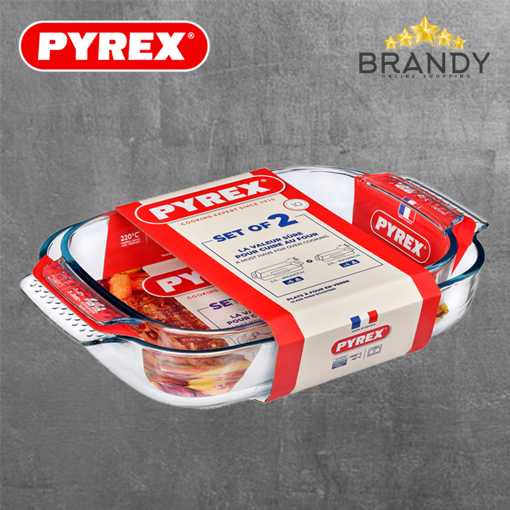 Classic Set 2 Rectangular Roasters Tempered Glass