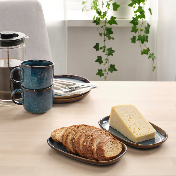 Ocean Blue Oval Plate - Porcelain, 20x13cm & 31x19cm