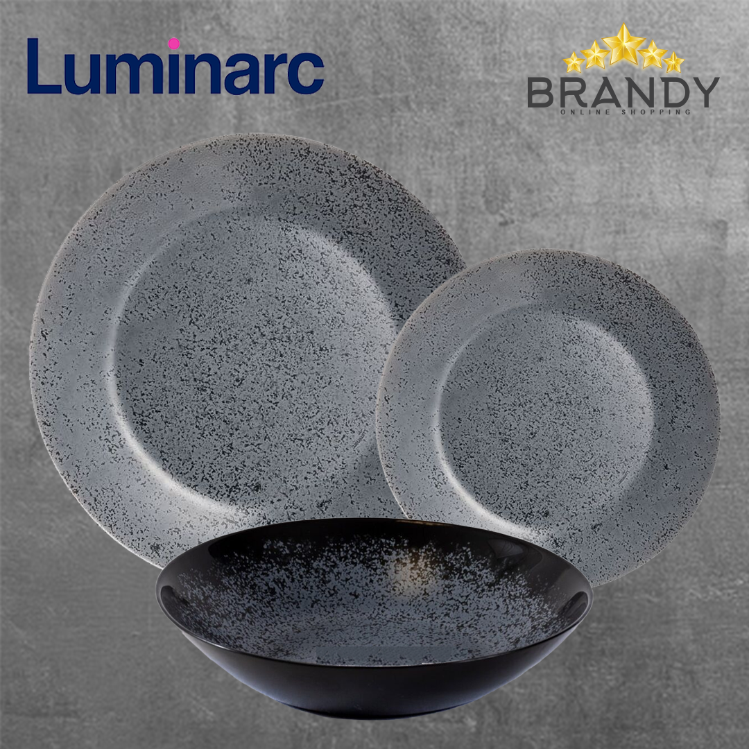 Slate Black Dinner Set 18pcs Elegant Glass Tableware