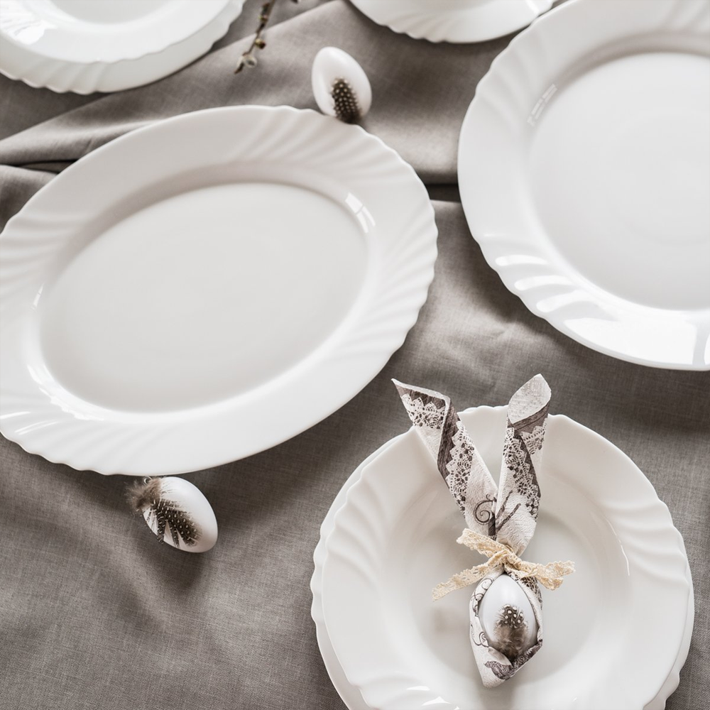 Ebro Oval Plate 36cm Opal Glass