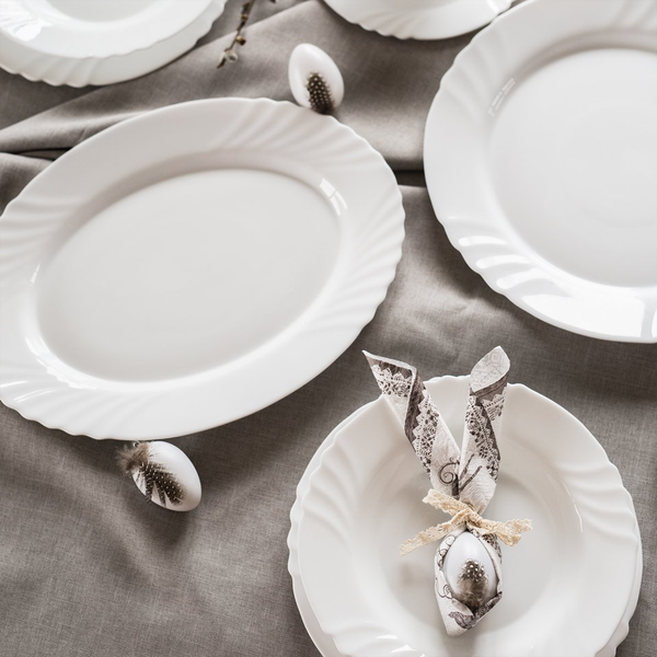 Ebro Oval Plate 36cm Opal Glass