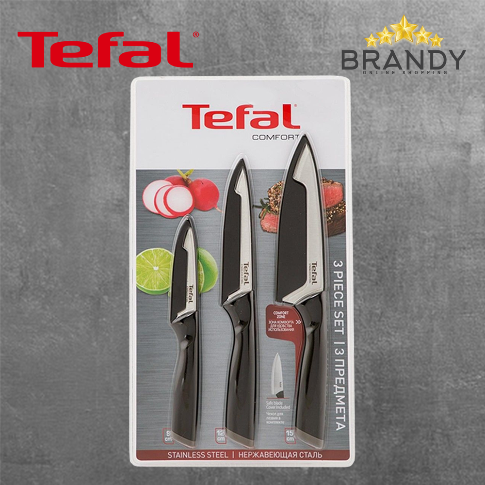 Comfort Set 3 Knives With Cover, Stainless Steel Blades, Ergonomic Handles