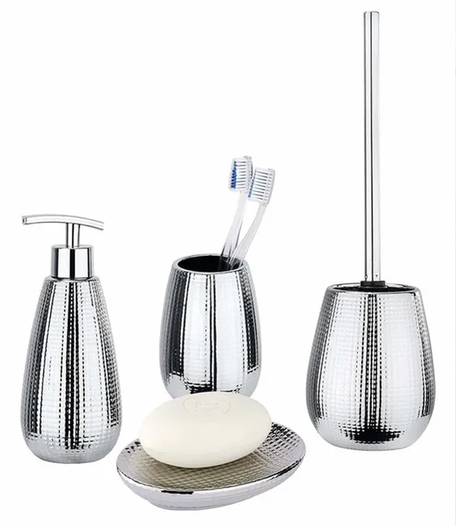 Dakar Silver Ceramic Toilet Accessories Set