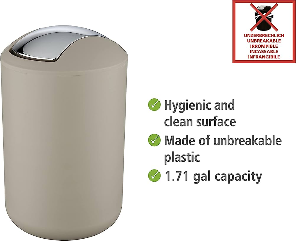 Brasil Beige Bin 6.5L High Quality Durable Plastic