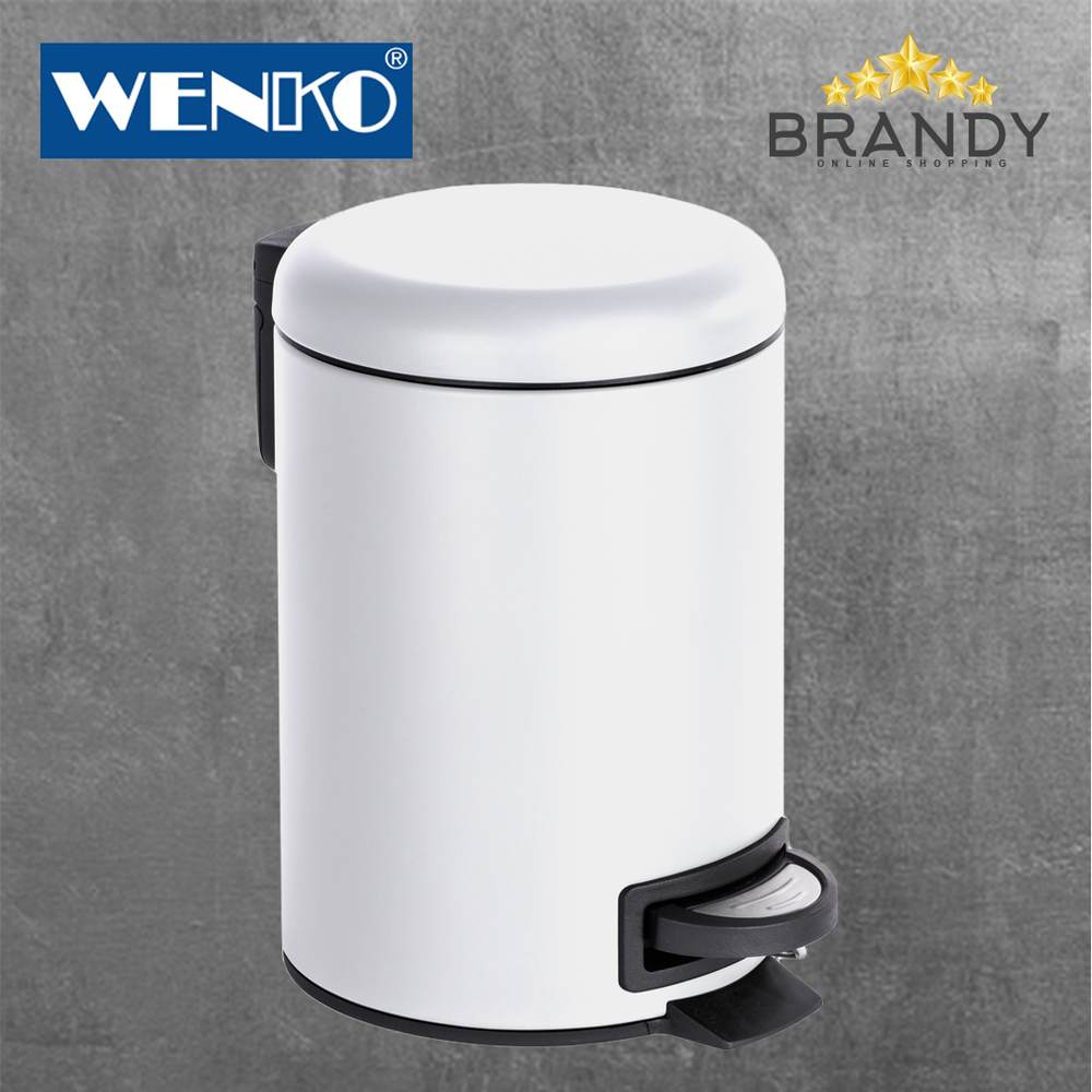 Leman White Pedal Bin, Durable Steel, 3L & 5L Capacity