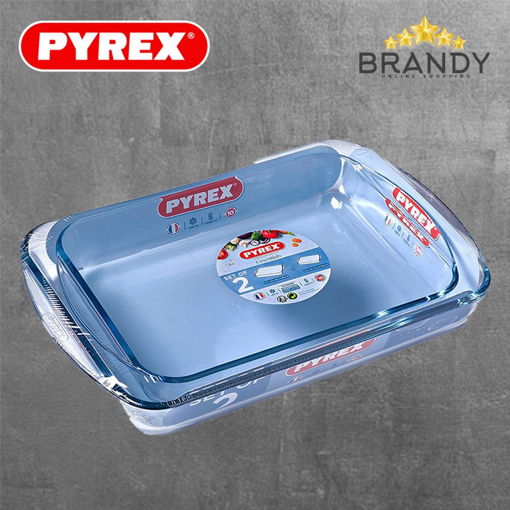 Essentials Set 2 Rectangular Roasters Tempered Glass