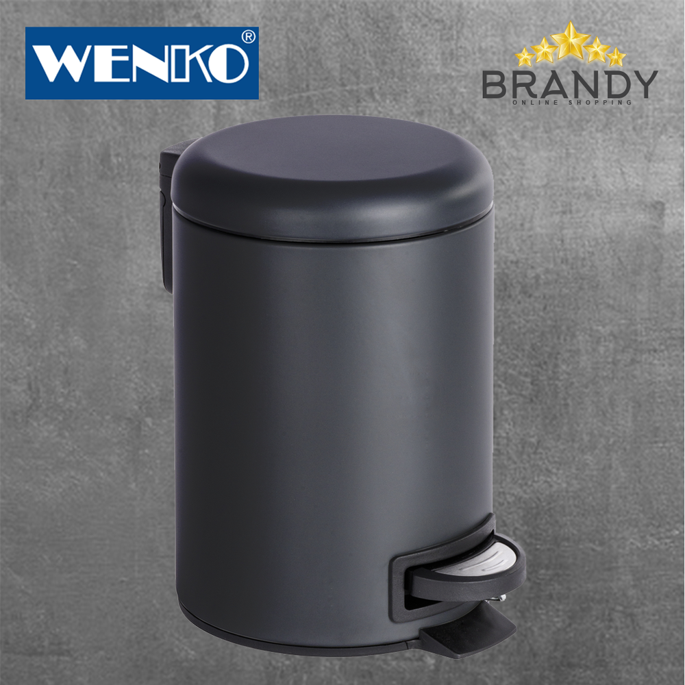 Leman Black Pedal Bin - Durable Steel, 3L & 5L
