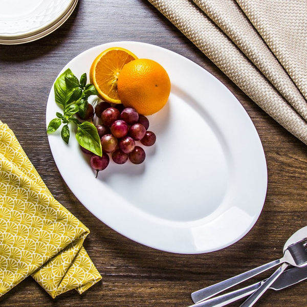 Toledo Oval Plate, Opal Glass, 30cm & 36cm