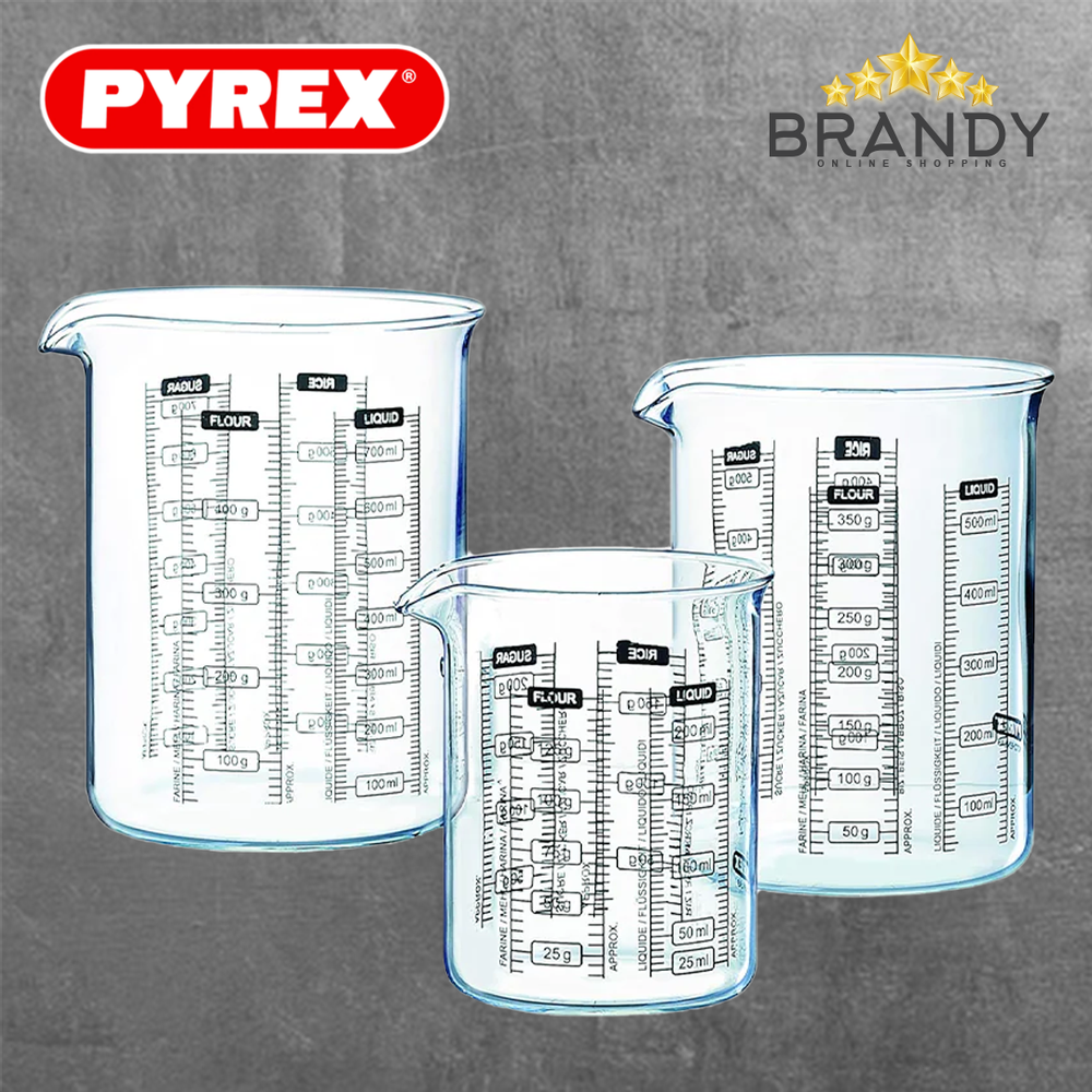Tempered Glass Measuring Cup with Extreme Thermal Resistance, Multiple Sizes