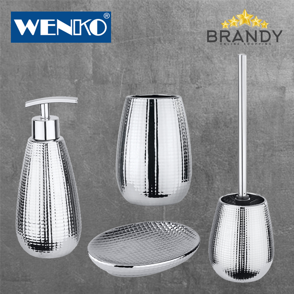 Dakar Silver Ceramic Toilet Accessories Set