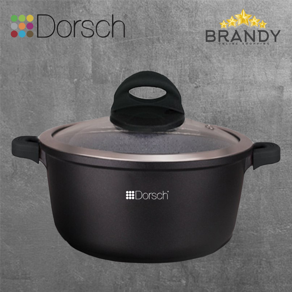 Lifetime Granite Pot 40cm Non-Stick Marble Cookware with Glass Lid