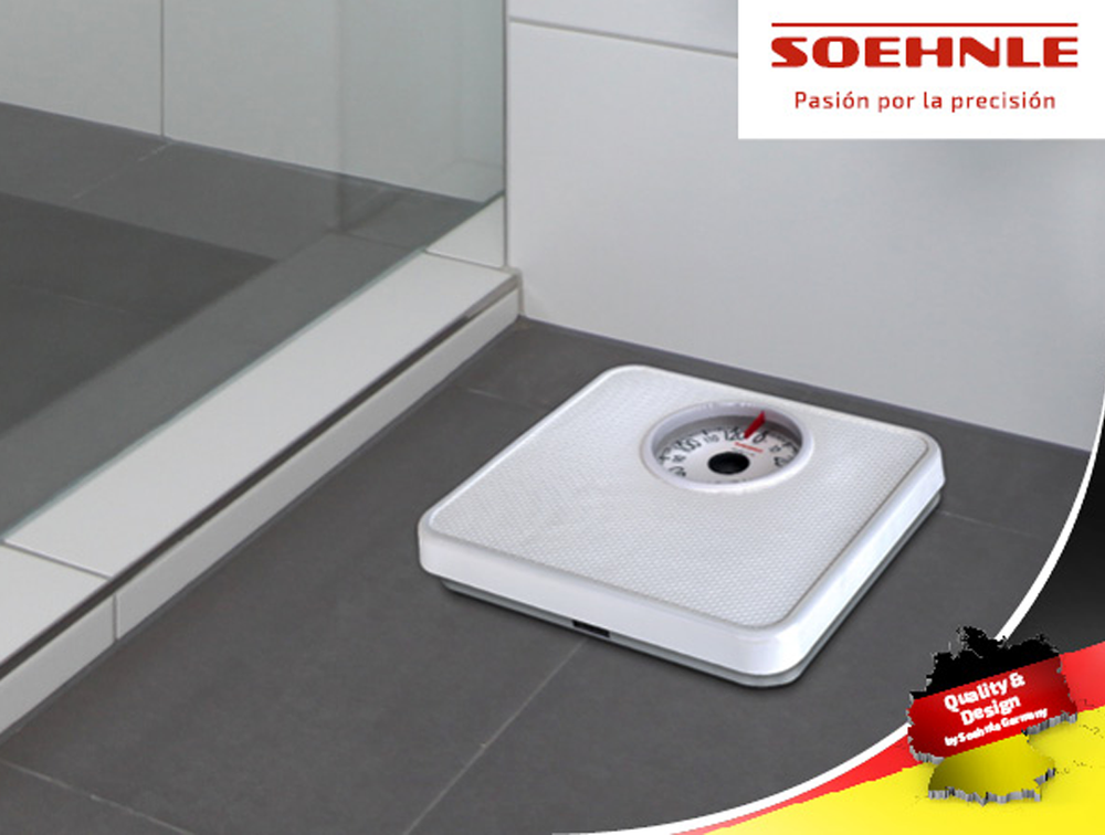 Tempo White Body Scale 130Kg Capacity Mechanical Bathroom Scale Non-Slip Surface