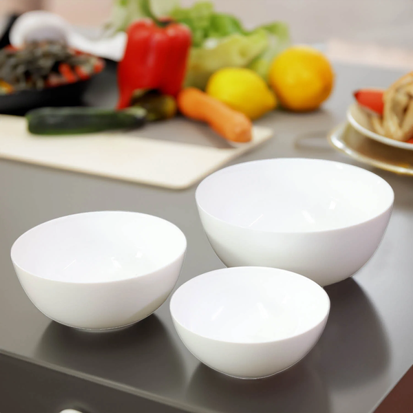 Selection Set 3 Salad Bowls, Opal Glass, Made in France