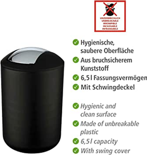 Brasil Black Bin 6.5L with Swing Cover