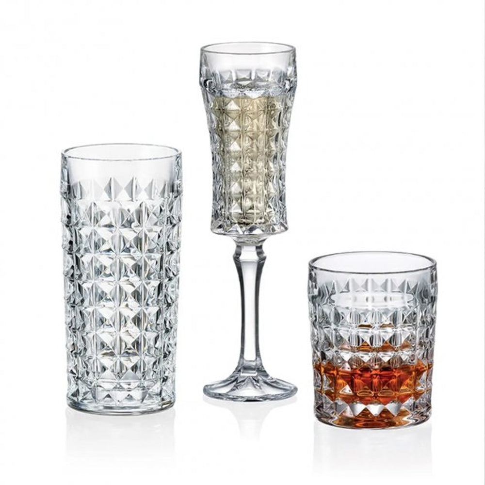 Diamond Long Cups Set 6pcs Crystal Glass 260ml