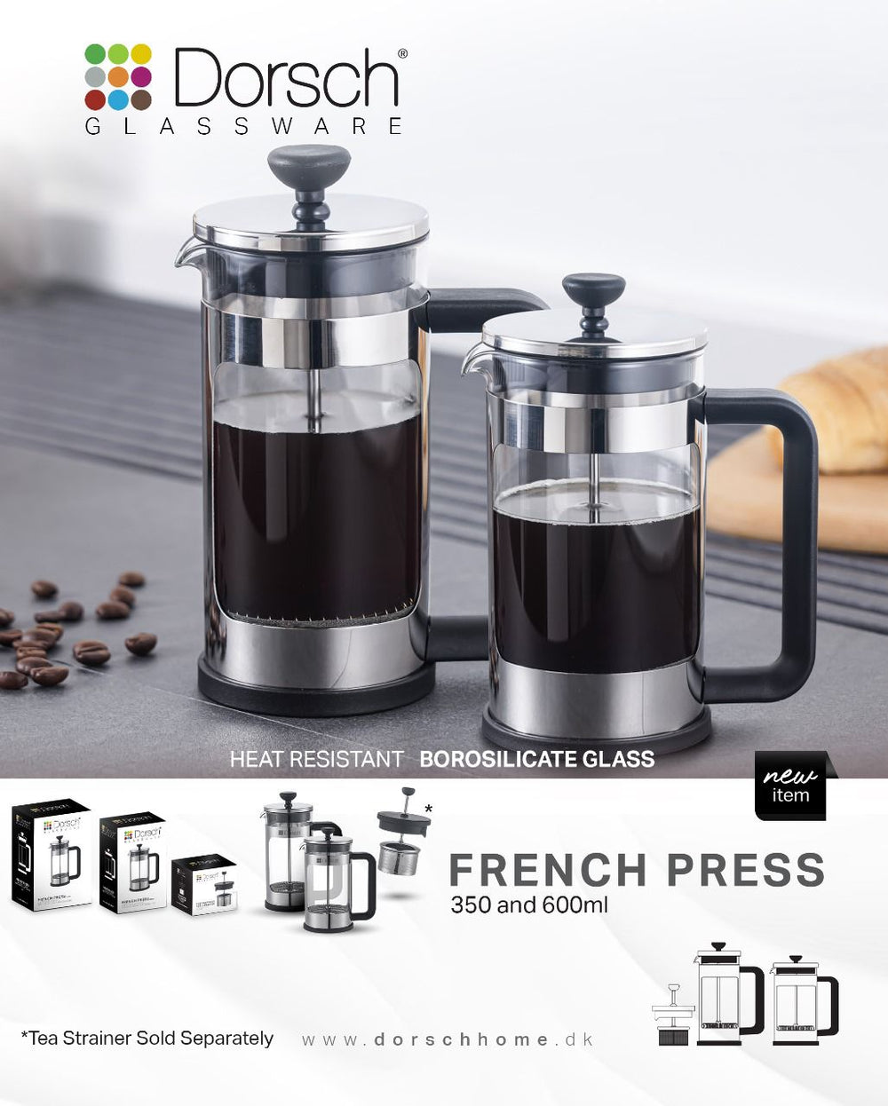 French Press Glass Coffee & Tea Pot