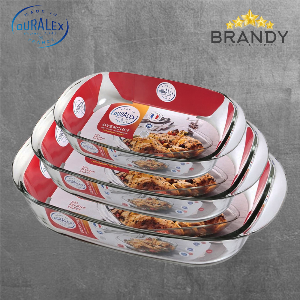 Set 3 Rectangular Roasters Tempered Glass