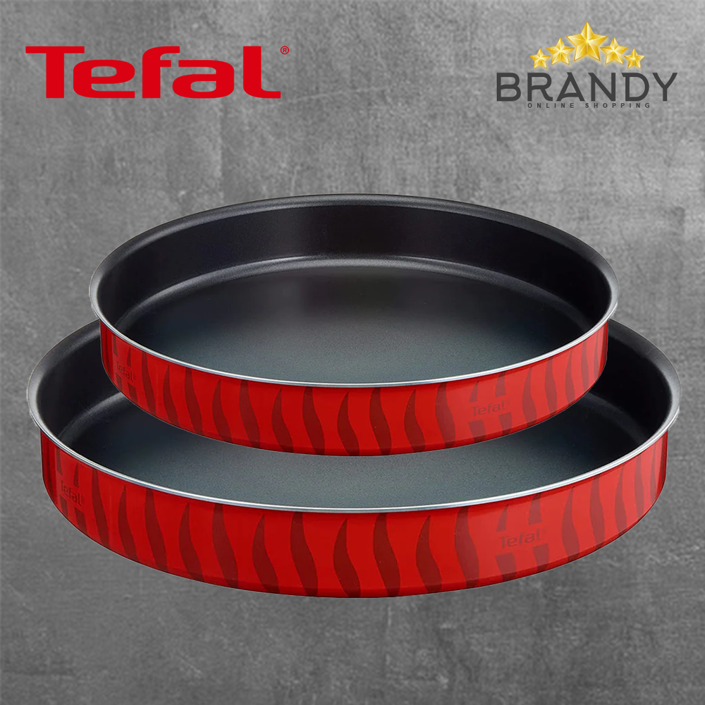 Tempo Flame Set 2 Round Oven Trays, Non-Stick, PFOA Free