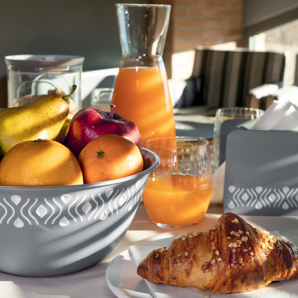 Tosca Grey Bowl - Elegant Italian Design, Microwave Safe