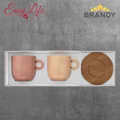 Take A Loop Mugs Set 2pcs - Porcelain & Wood