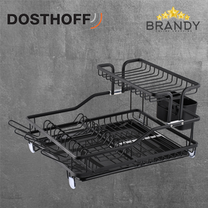 Black Aluminium Dish Rack with Cutlery Holder