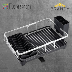 Aluminium Dish Rack with Side Cutlery Holder, Rust-Proof Kitchen Organizer