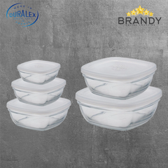 Duralex Freshbox 5-Piece Square Tempered Glass Food Storage Set
