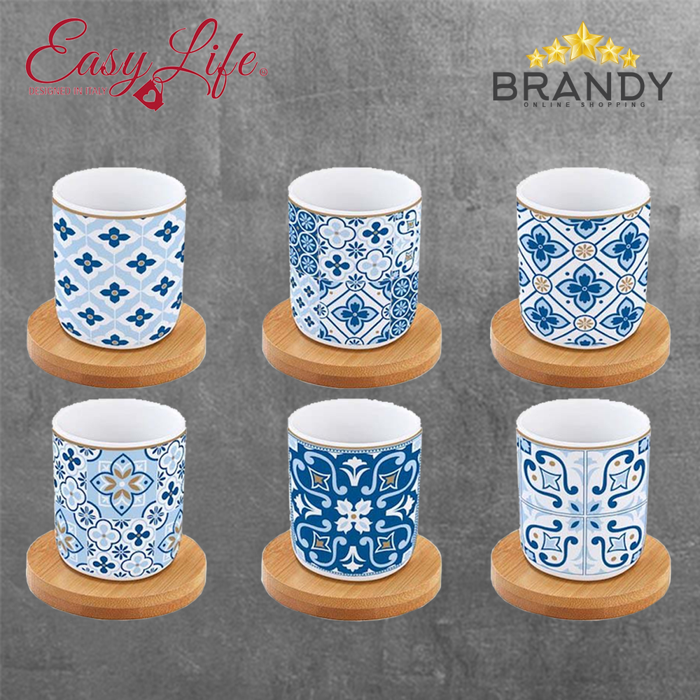 Tiles Blue Espresso Cups Set 6pcs