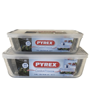 Cook & Freeze Set 2 Containers, Tempered Glass