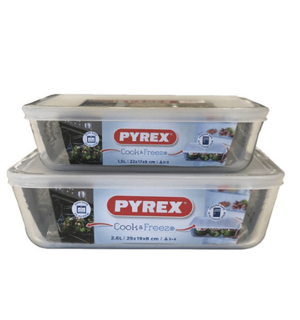 Cook & Freeze Set 2 Containers, Tempered Glass