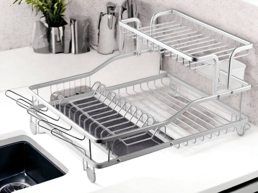 Aluminium Dish Rack with Side Cutlery Holder