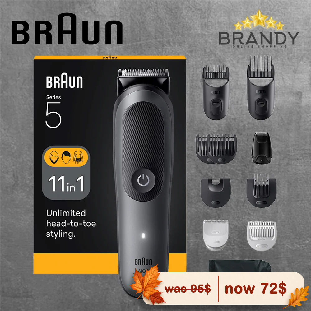 Braun Series 5 All-in-One Trimmer AIO5560 11-in-1 Grooming Kit Grey