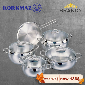 Korkmaz Tombik 9-Piece Stainless Steel Cookware Set A1800