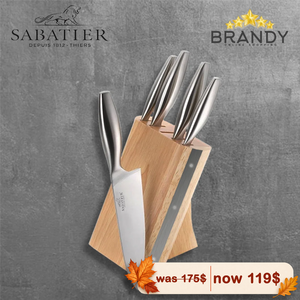 Lion Sabatier Phenix 6-Piece Knife Set Stainless Steel Walnut Handles