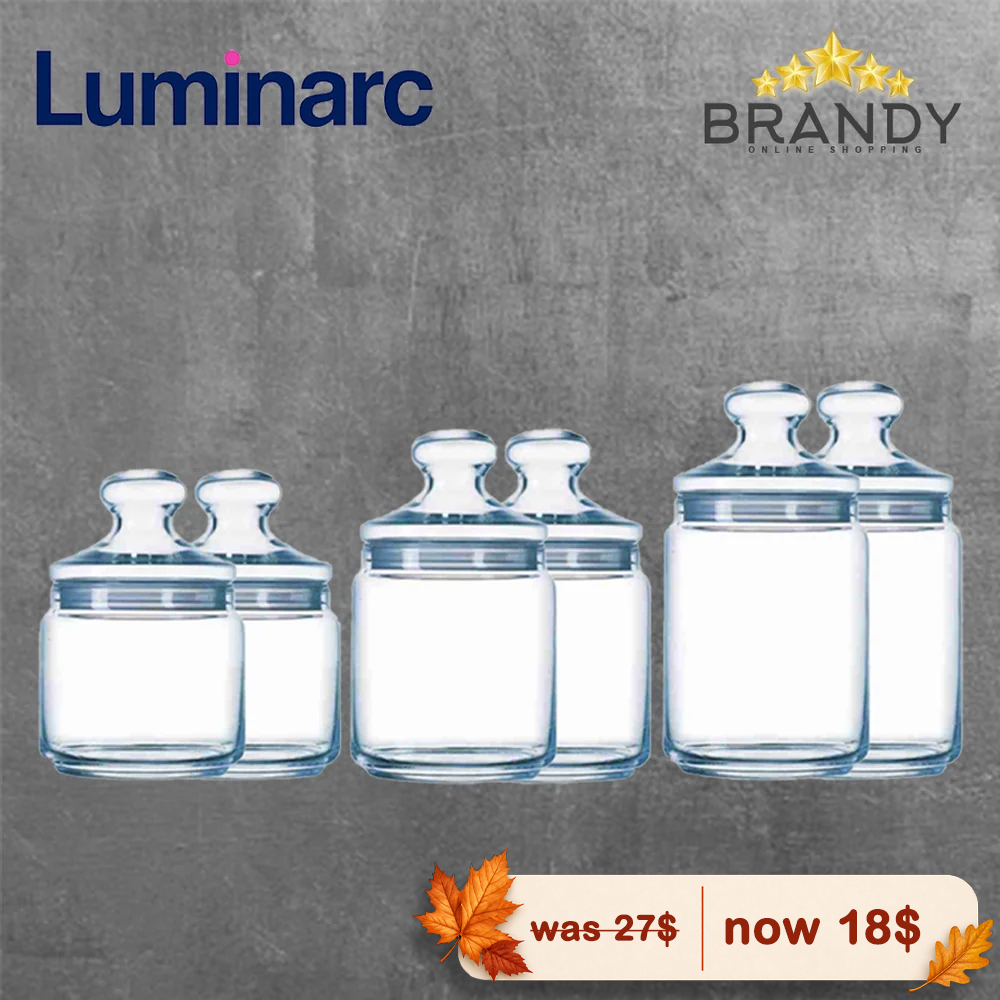Luminarc Pot Club Jars 6-Piece Glass Storage Set 0.5L 0.75L 1L