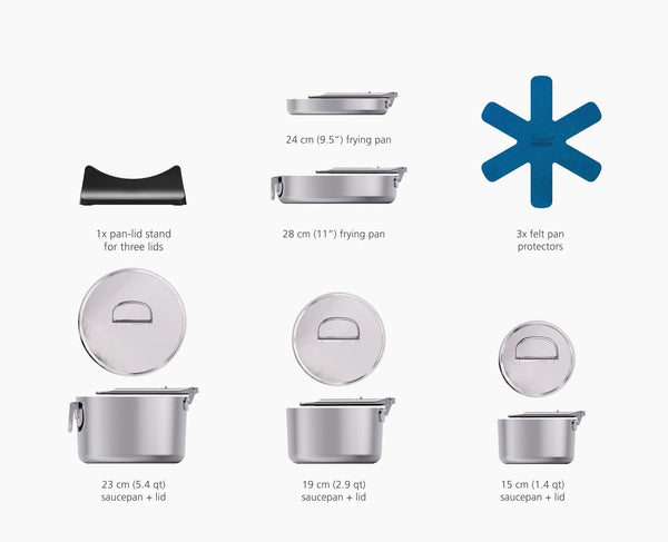 Joseph Joseph Space 5-Piece 3-Ply Stainless Steel Cookware Set Folding Handles