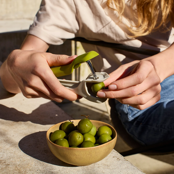 Joseph Joseph Tweezy™ 2-in-1 Olive & Cherry Pitter & Huller Tool