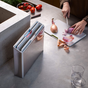 Joseph Joseph Folio™ Steel 4-piece Stone Chopping Board Set With Stainless-Steel Case