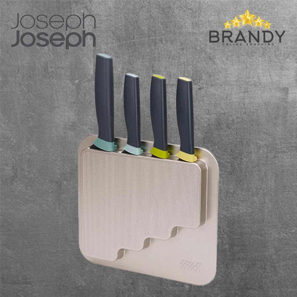 Joseph Joseph DoorStore 4-Piece Knife Set Opal Slimline Cupboard Mount