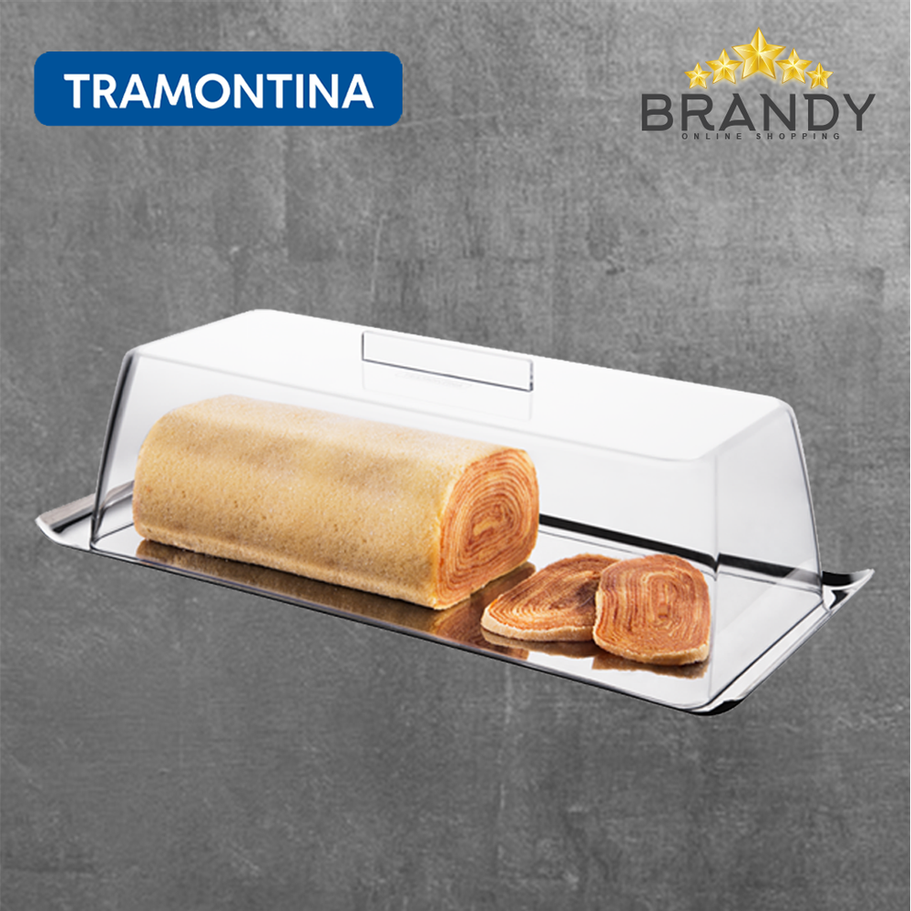 Quadrata Cake Plate With Cover - Stainless Steel & Acrylic