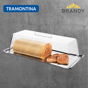 Quadrata Cake Plate With Cover - Stainless Steel & Acrylic