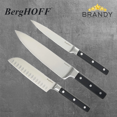 BergHOFF Gene DiNA 3-Pc Knife Set 20 cm Chef, 13.5 cm Santoku, Utility
