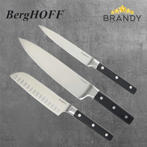 BergHOFF Gene DiNA 3-Pc Knife Set 20 cm Chef, 13.5 cm Santoku, Utility