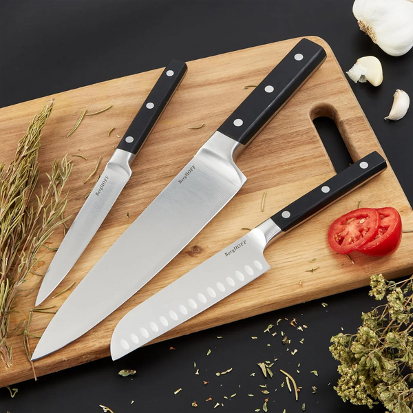 BergHOFF Gene DiNA 3-Pc Knife Set 20 cm Chef, 13.5 cm Santoku, Utility
