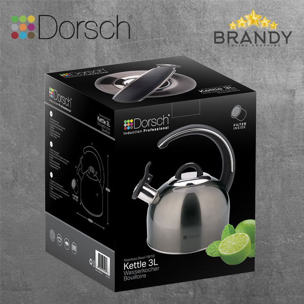 Dark Steel Kettle 3L with Filter