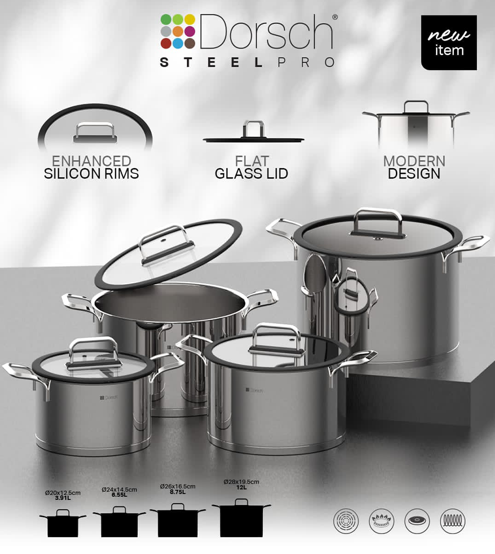 Steel Pro Stock Pot - Stainless Steel, Multi-Hob Compatible