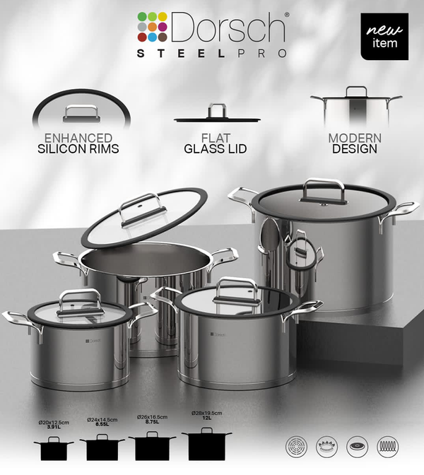Steel Pro Stock Pot - Stainless Steel, Multi-Hob Compatible