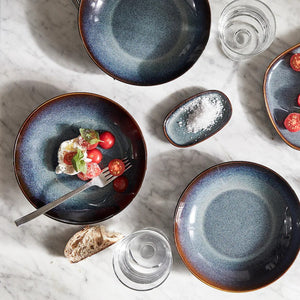 Ocean Blue Porcelain Plate Set 18pcs