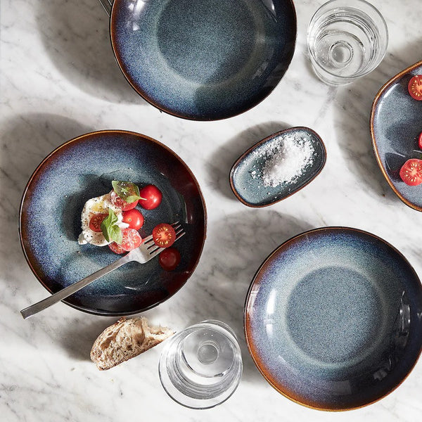 Ocean Blue Porcelain Plate Set 18pcs