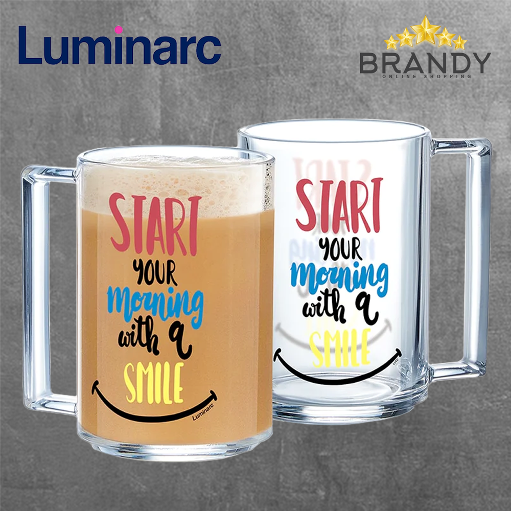 Happy Morning Set 2 Mugs 32cl Glass